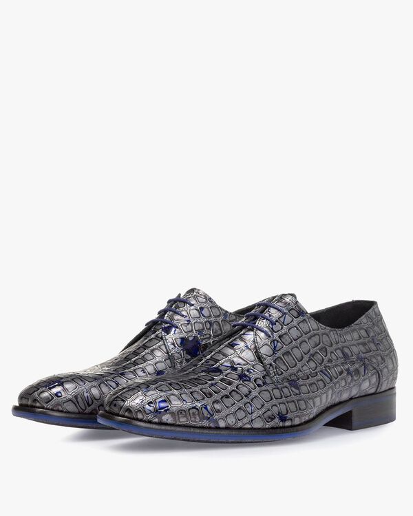 Veterschoen metallic grijs