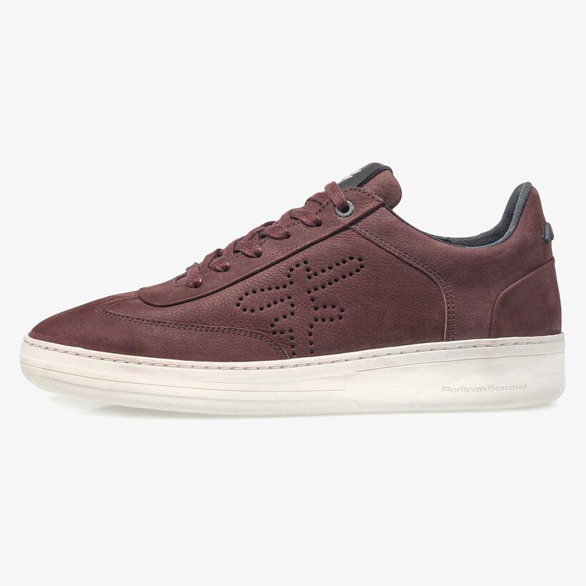 Red printed nubuck leather sneaker