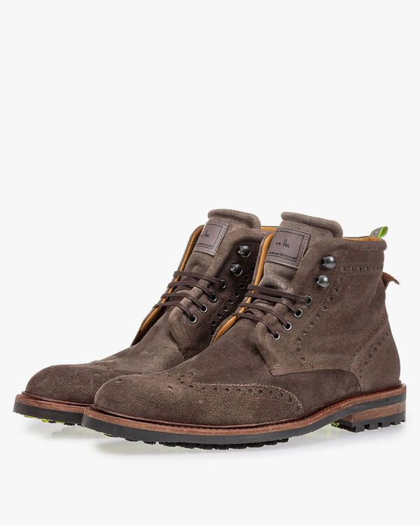 Boot suede leather taupe