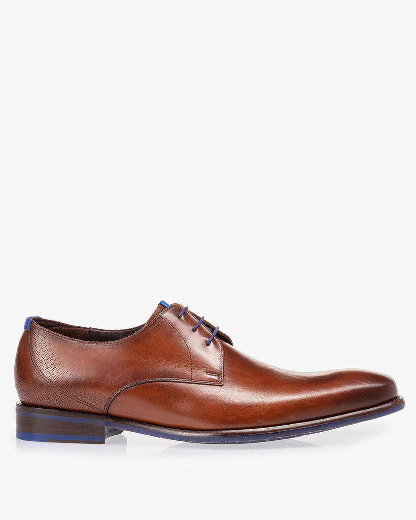 Veterschoen kalfsleer donker cognac