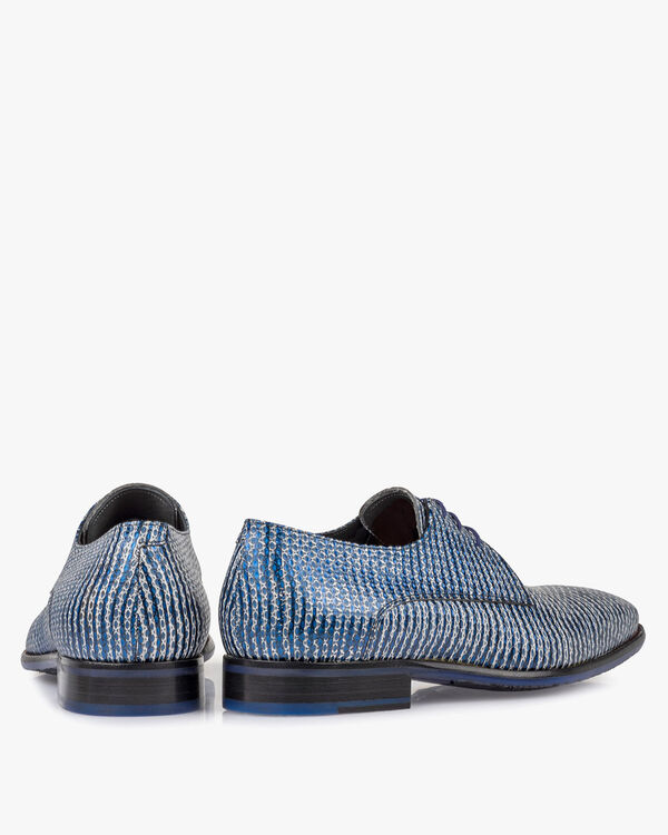 Veterschoen metallic met print blauw