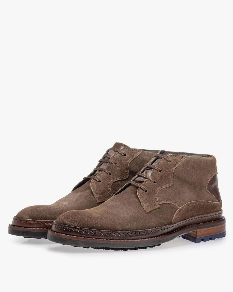 Veterboot su&egrave;de donker taupe