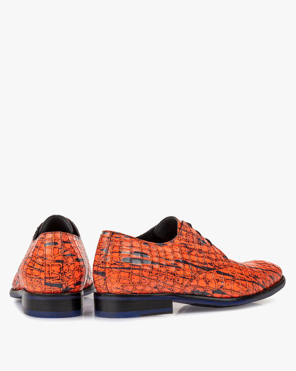 Lace shoe patent leather orange