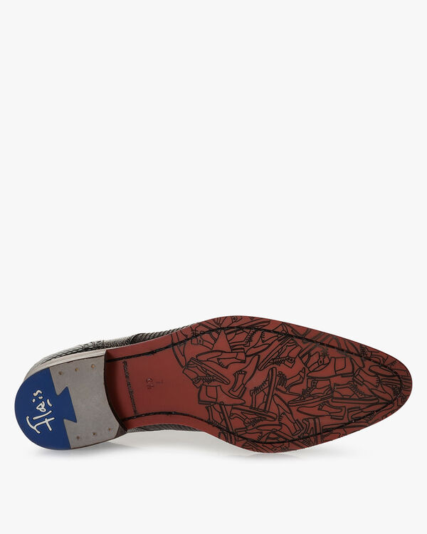 Lace shoe printed suede grey