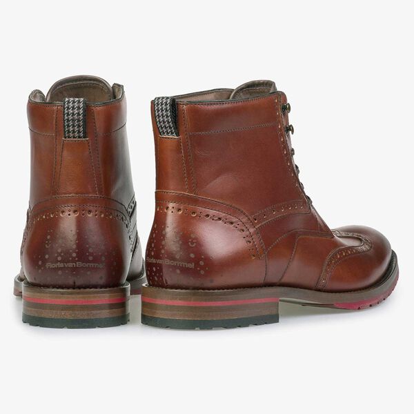 Cognac leren brogue veterboot