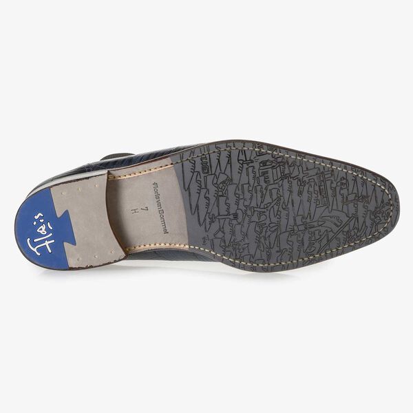 Dark blue leather Chelsea boot with print
