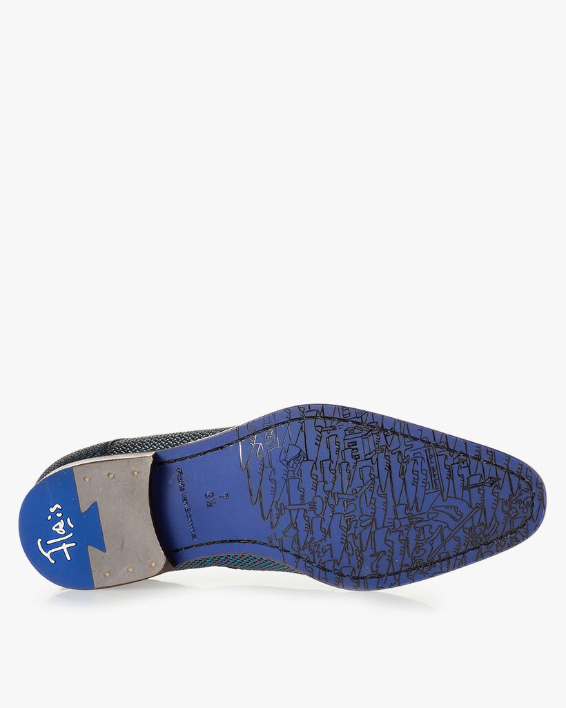 Veterschoen blauw metallic