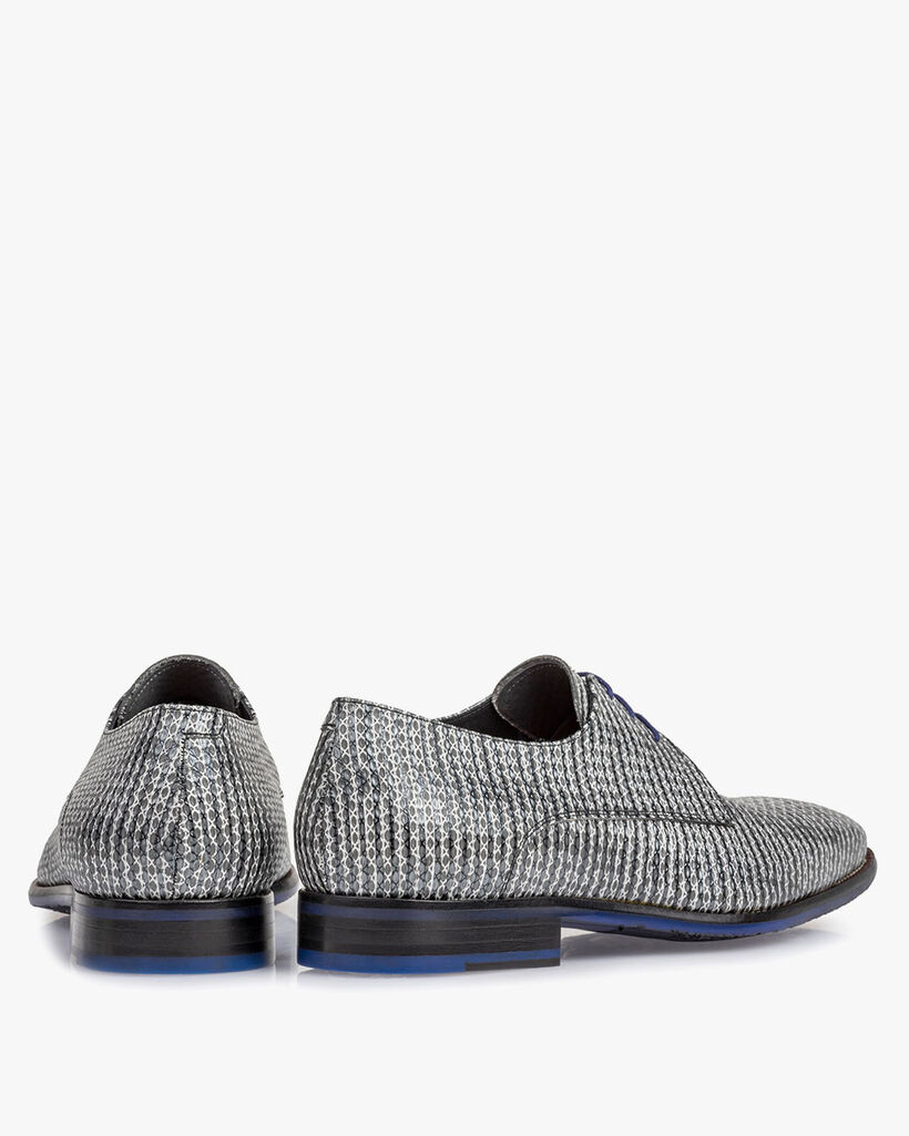 Veterschoen metallic met print grijs