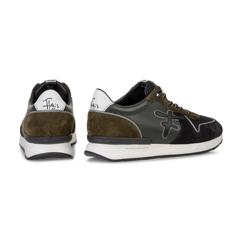 Sneaker su&egrave;de donkergroen/zwart