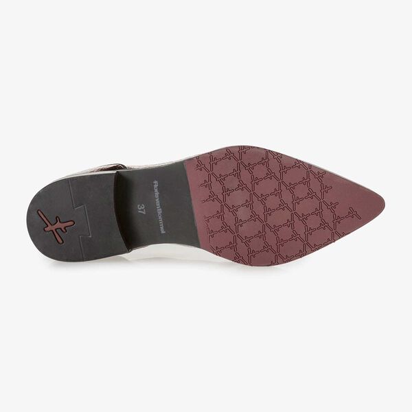 Rode leren veterschoen met metallicprint