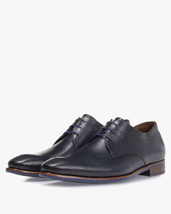 Lace shoe calf leather blue
