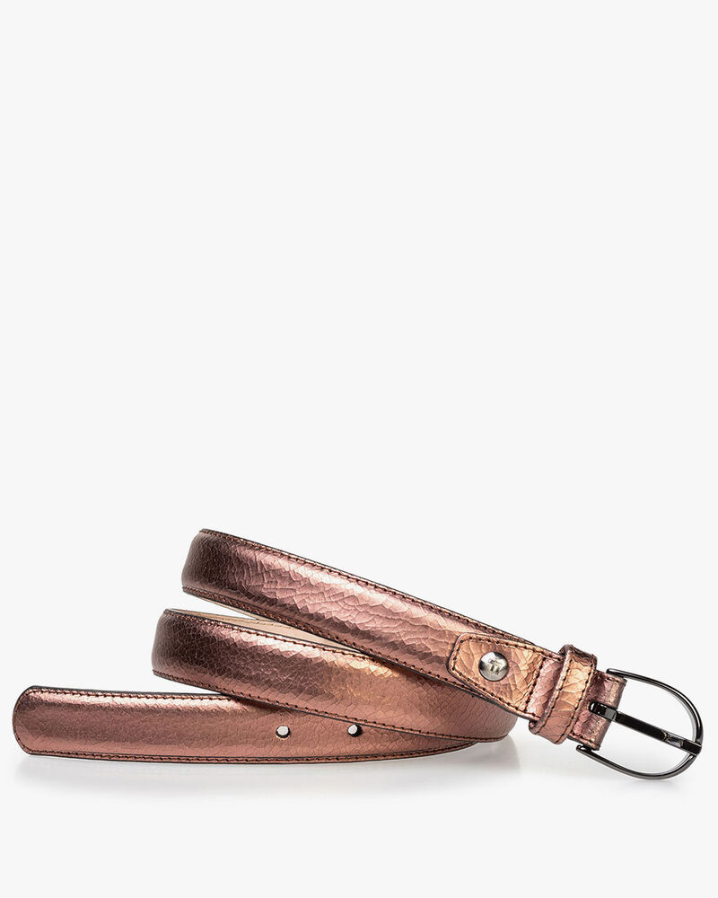 Women's belt copper leather craquel&eacute;