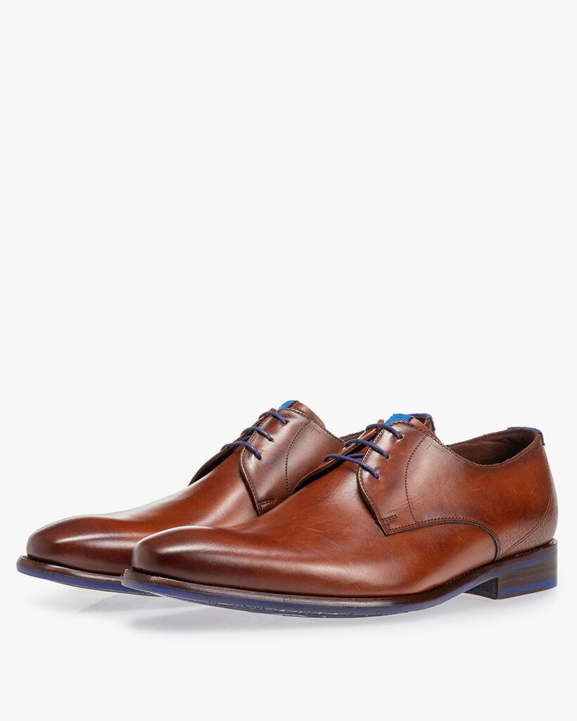 Veterschoen kalfsleer donker cognac