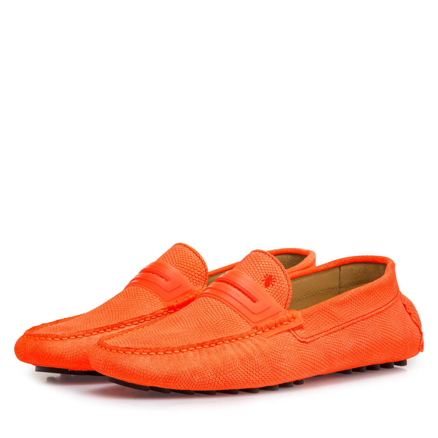 15215/02 - Premium leren mocassin fluor oranje 15215/02 - Premium leren mocassin fluor oranje