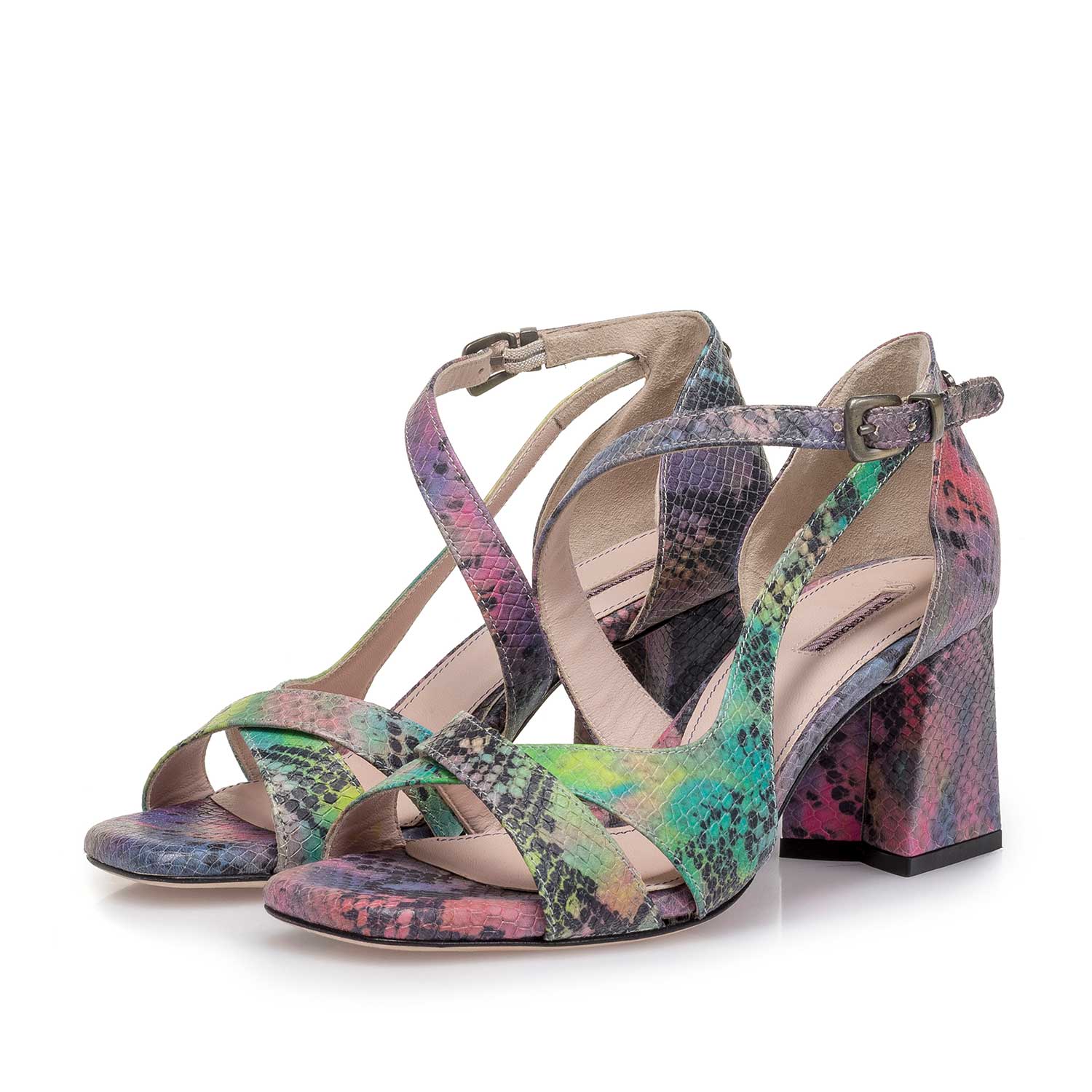 85919/03 - Lila leren sandaal met snakeprint 85919/03 - Lila leren sandaal met snakeprint