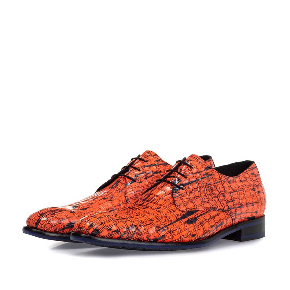 18167/09 - Veterschoen lakleer oranje 18167/09 - Veterschoen lakleer oranje