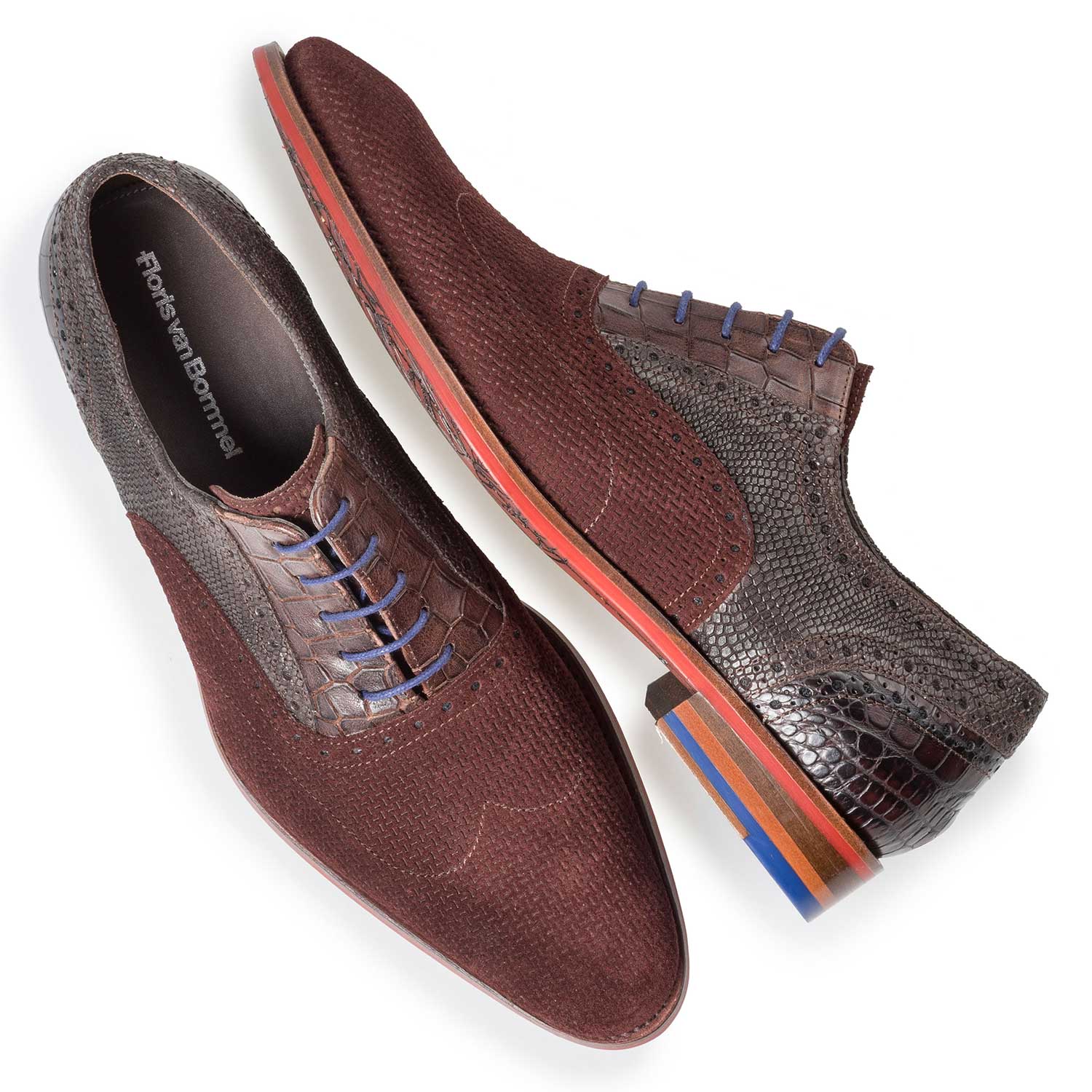 19114/26 - Bordeauxrode brogue veterschoen 19114/26 - Bordeauxrode brogue veterschoen