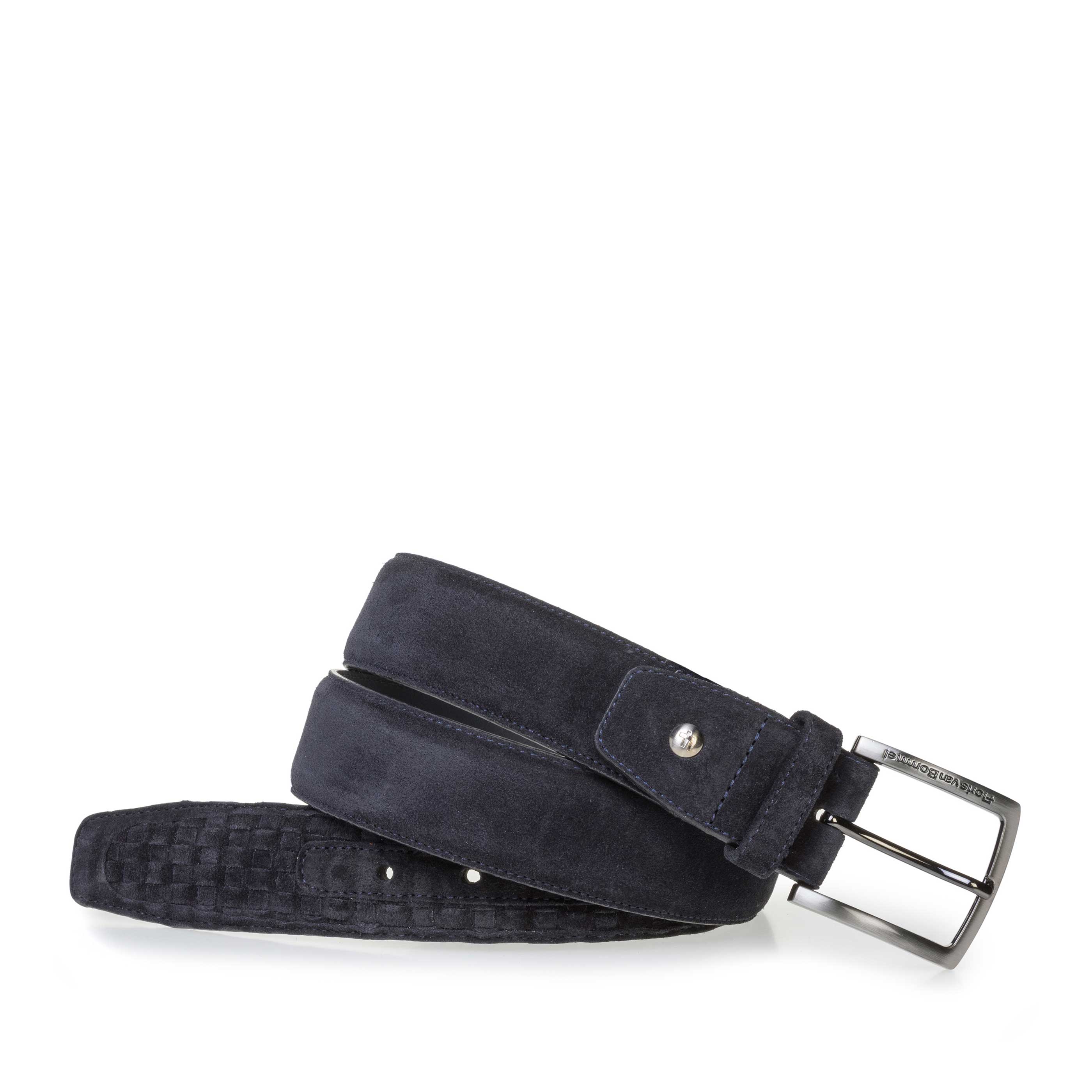 75159/30 - Dark blue braided suede leather belt 75159/30 - Dark blue braided suede leather belt