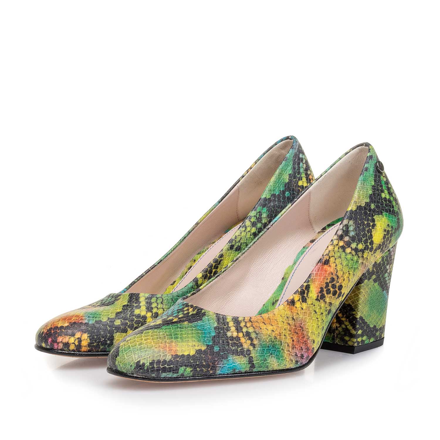 85520/00 - Groene leren pump met snakeprint 85520/00 - Groene leren pump met snakeprint