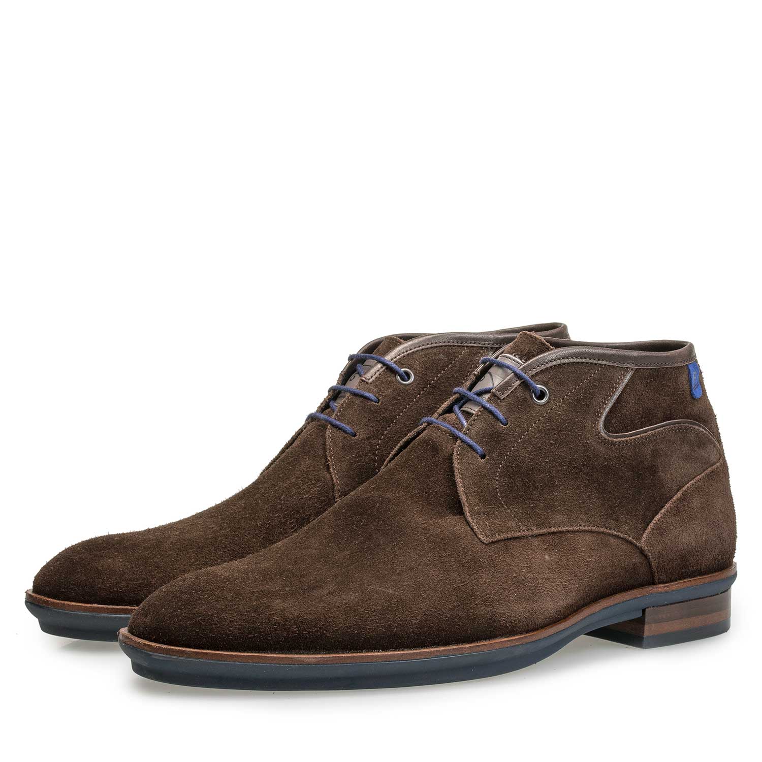 10156/05 - Brown suede leather lace boot with rubber sole 10156/05 - Brown suede leather lace boot with rubber sole