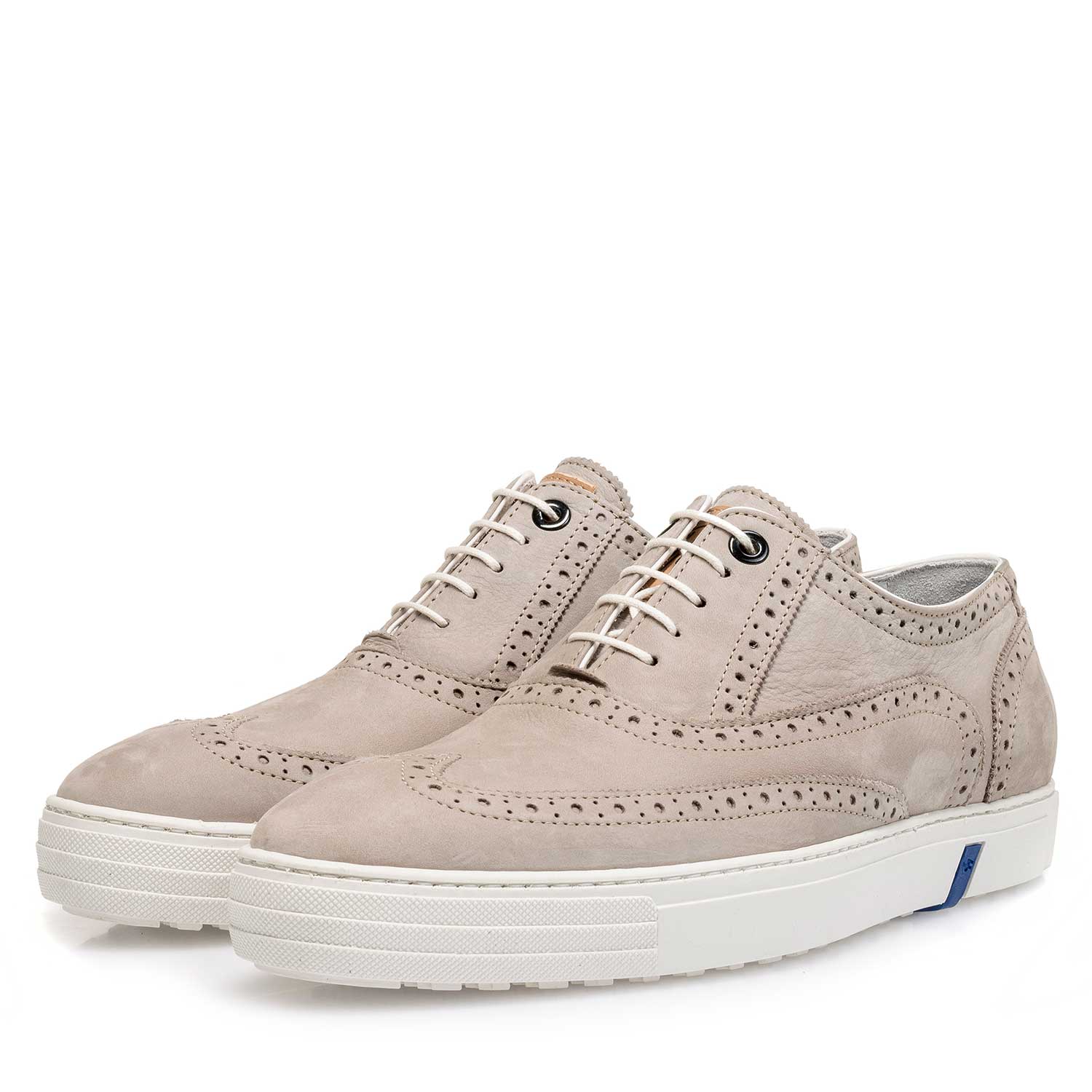 19073/04 - Lichtgrijze nubuck brogue 19073/04 - Lichtgrijze nubuck brogue