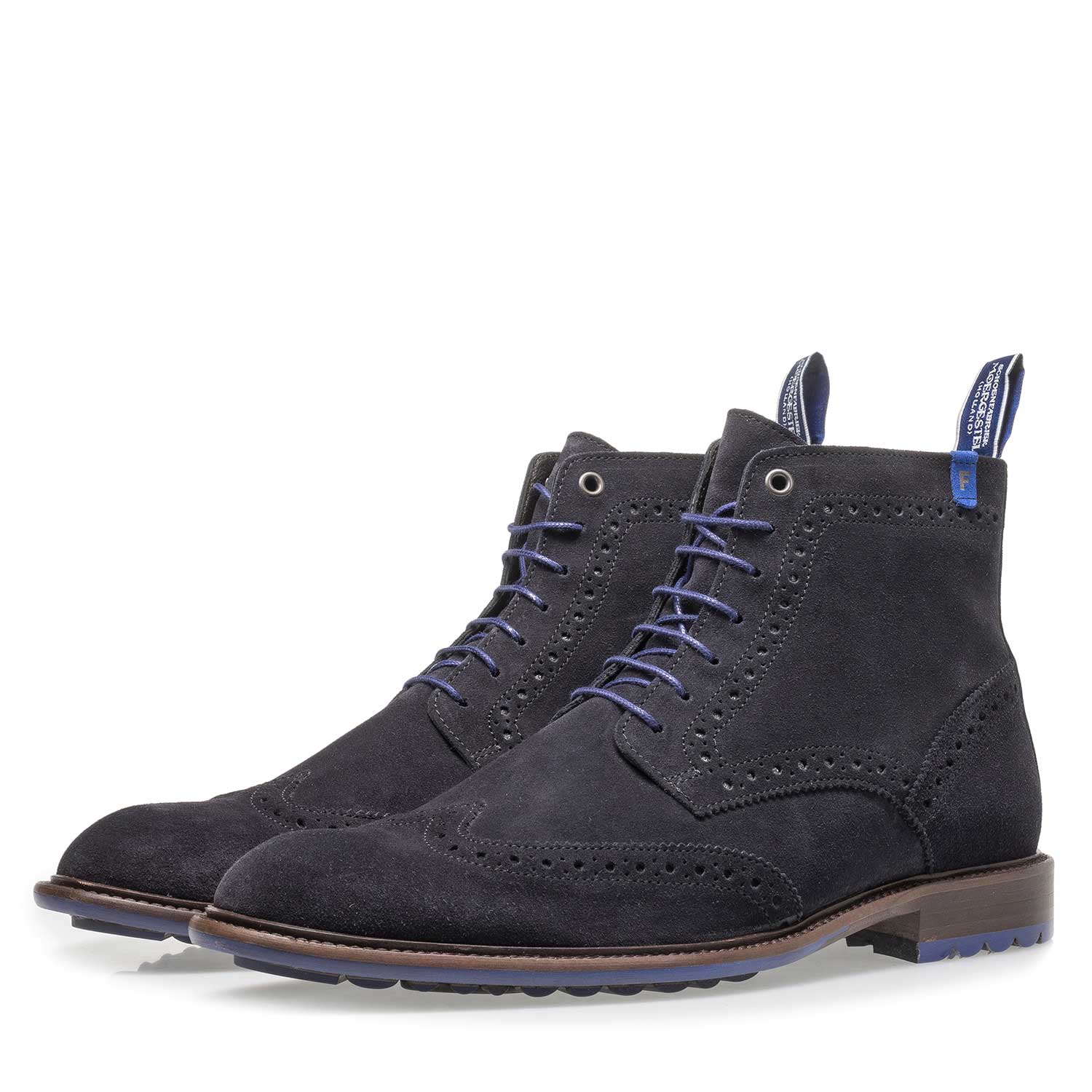 10506/15 - Donkerblauwe kalfssuède veterboot 10506/15 - Donkerblauwe kalfssuède veterboot