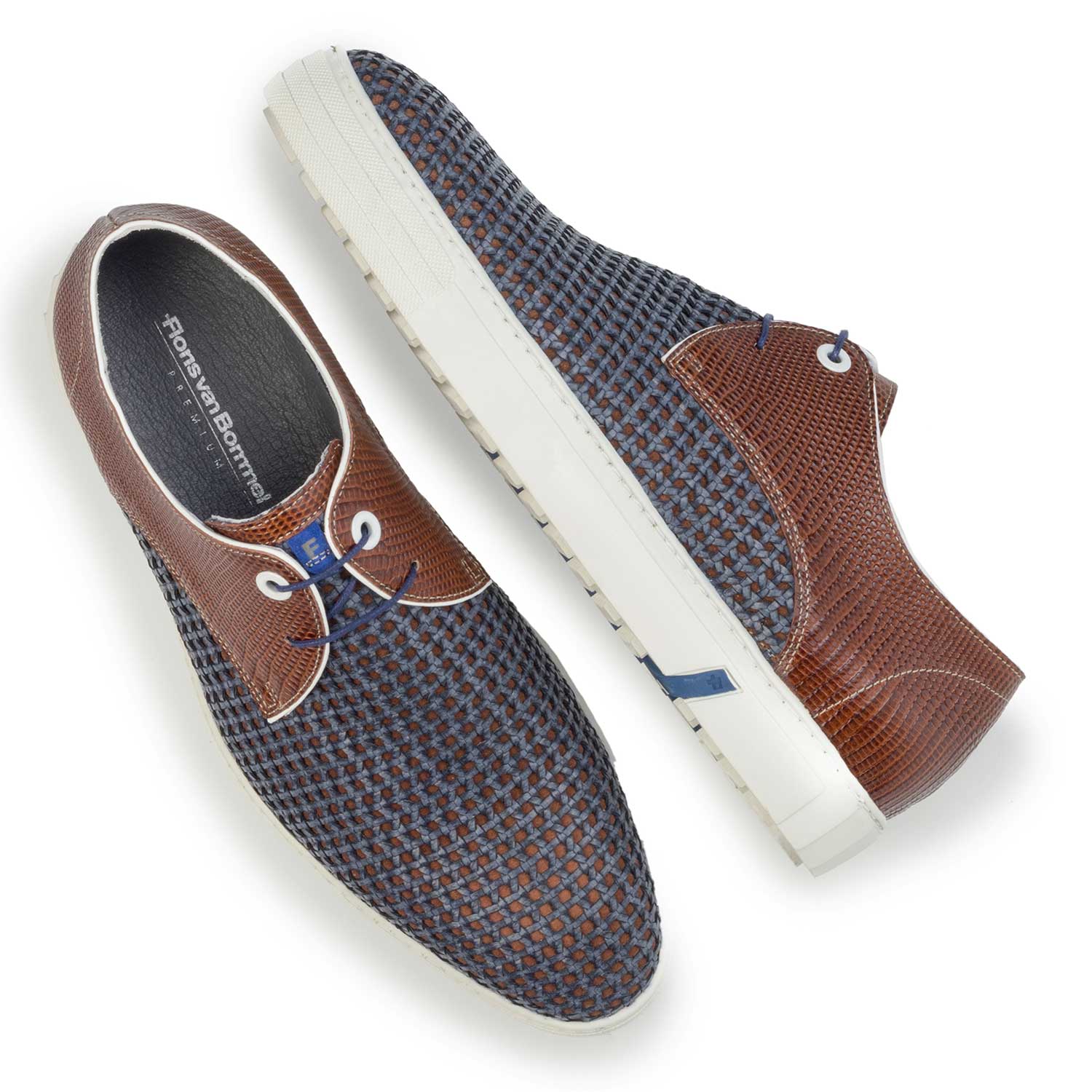 14087/00 - Premium cognac-coloured braided leather sneaker 14087/00 - Premium cognac-coloured braided leather sneaker