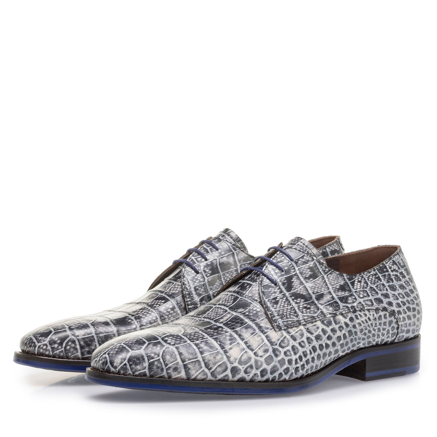 18168/02 - Grey lace shoe with croco print 18168/02 - Grey lace shoe with croco print