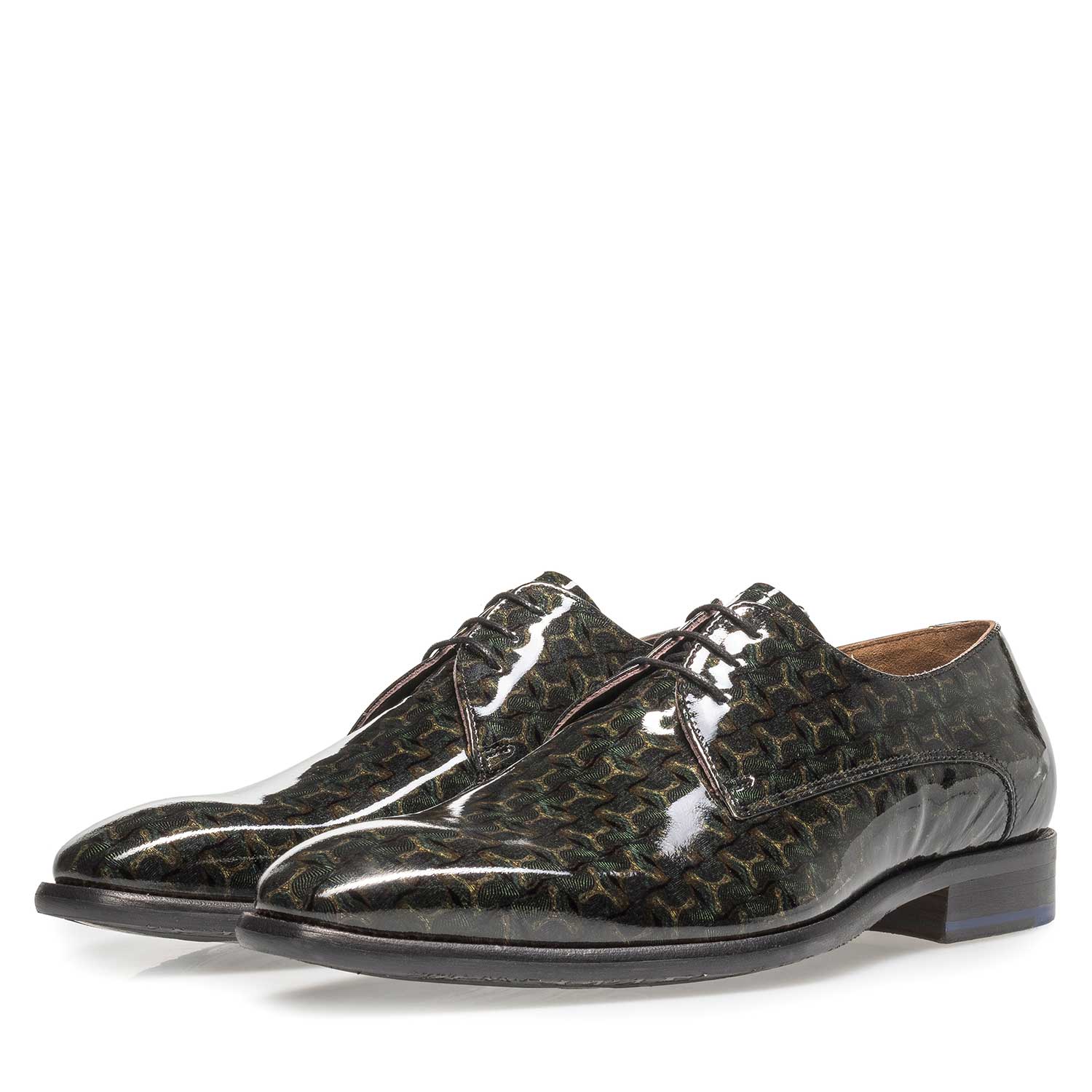18146/03 - Green patent leather lace shoe with print 18146/03 - Green patent leather lace shoe with print