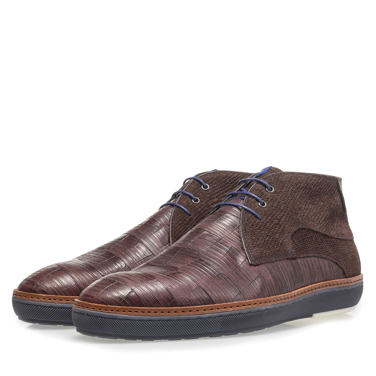 10015/07 - Burgundy red printed leather lace shoe 10015/07 - Burgundy red printed leather lace shoe