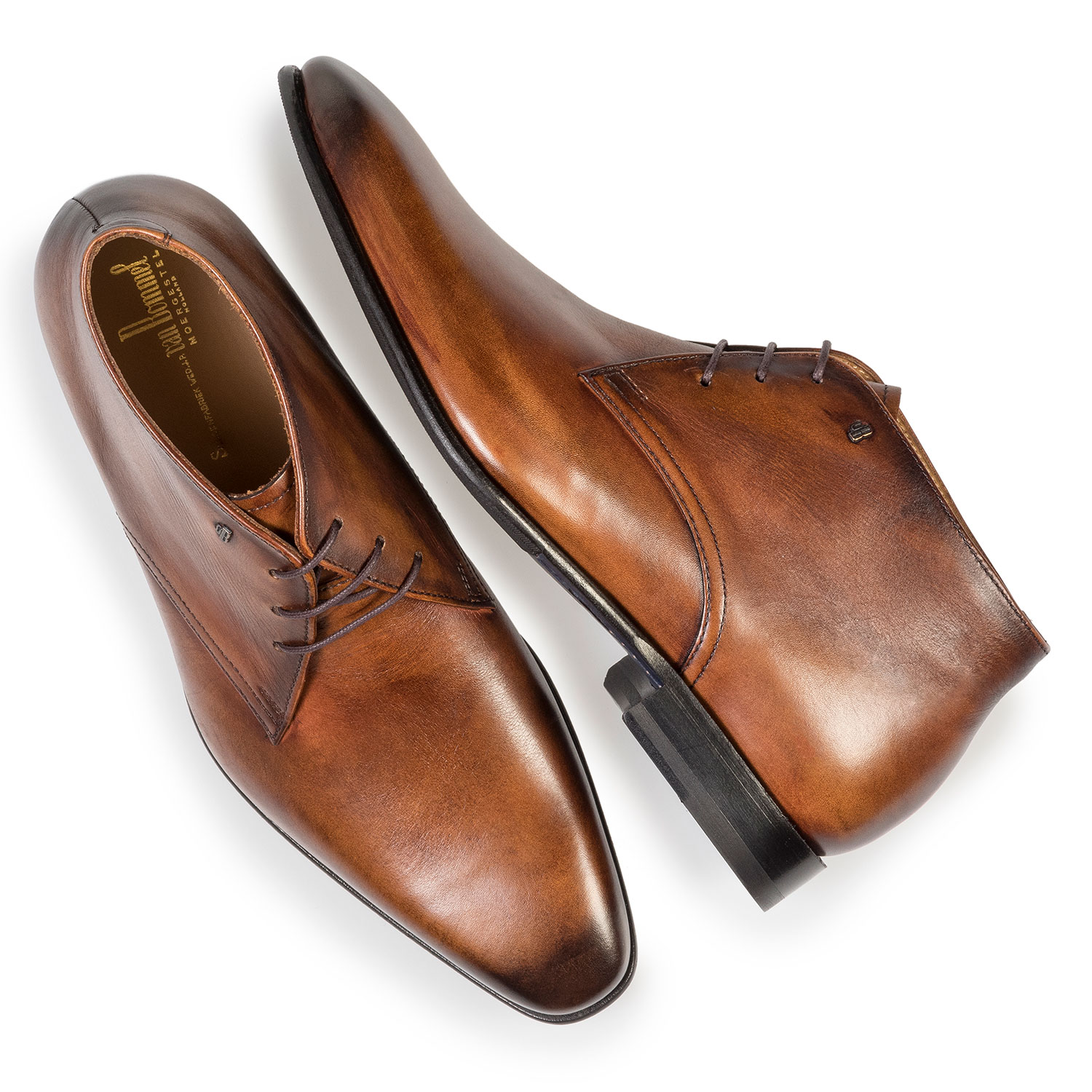 10595/10 - Kalfsleren veterschoen cognac 10595/10 - Kalfsleren veterschoen cognac