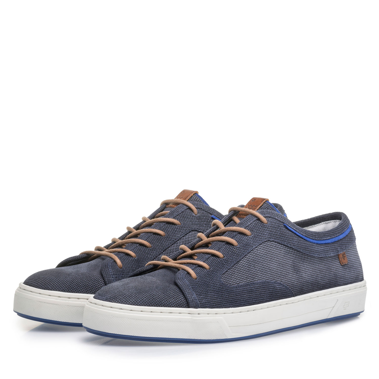 13466/22 - Dark blue suede leather lace shoe with print 13466/22 - Dark blue suede leather lace shoe with print