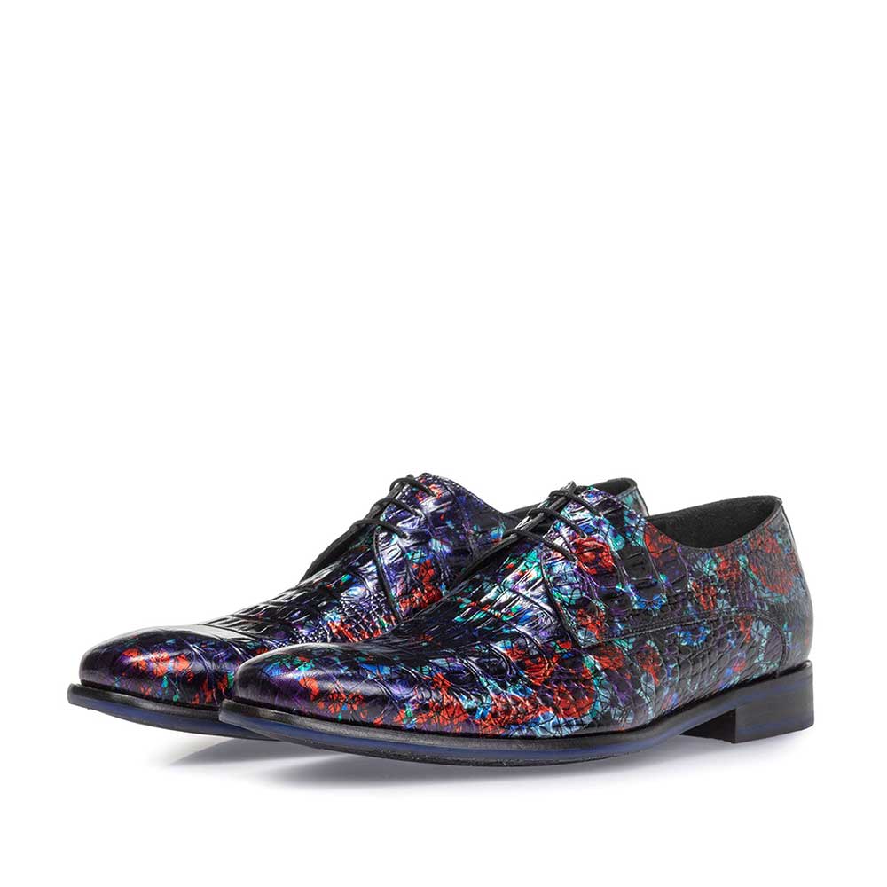18102/07 - Veterschoen met print blauw 18102/07 - Veterschoen met print blauw