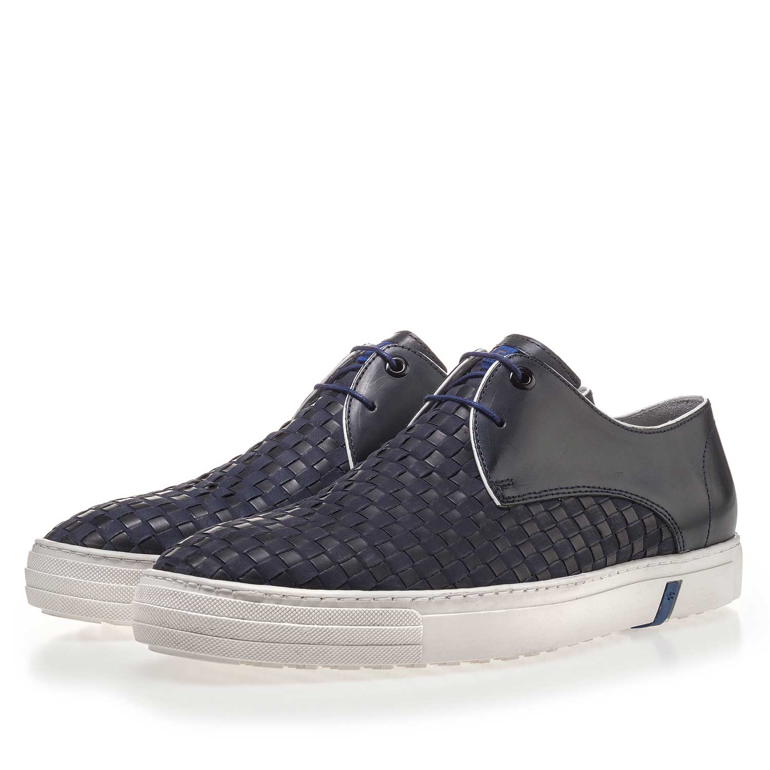 14277/01 - Premium dark blue braided leather lace shoe 14277/01 - Premium dark blue braided leather lace shoe