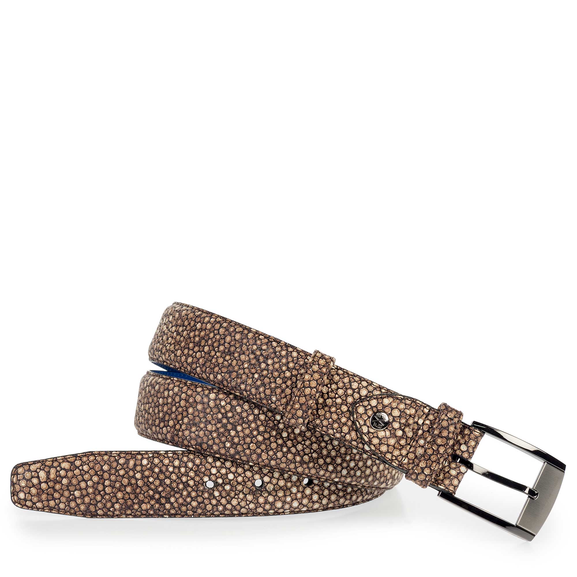 75180/12 - Bruine riem van leer met dessin 75180/12 - Bruine riem van leer met dessin