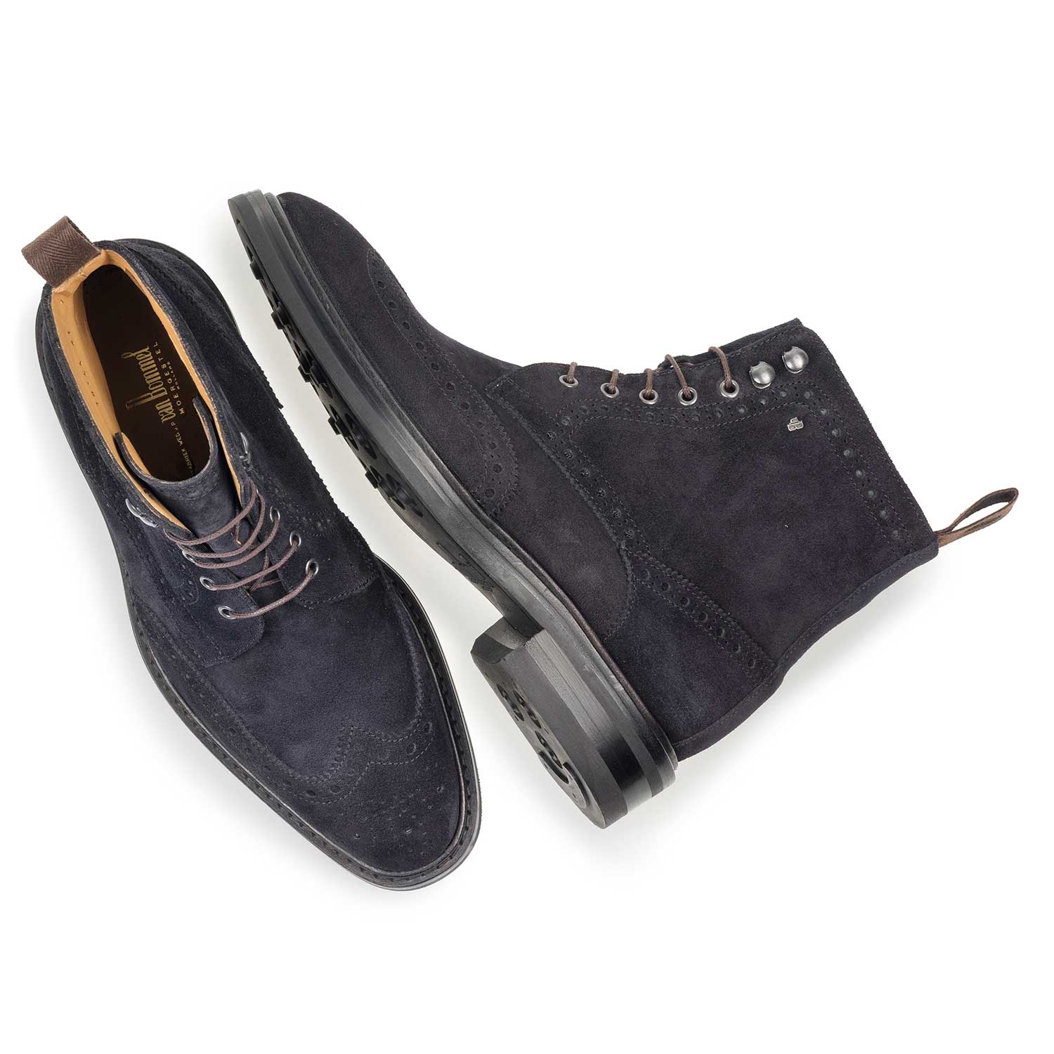 10165/01 - Blue suede leather brogue lace boot 10165/01 - Blue suede leather brogue lace boot