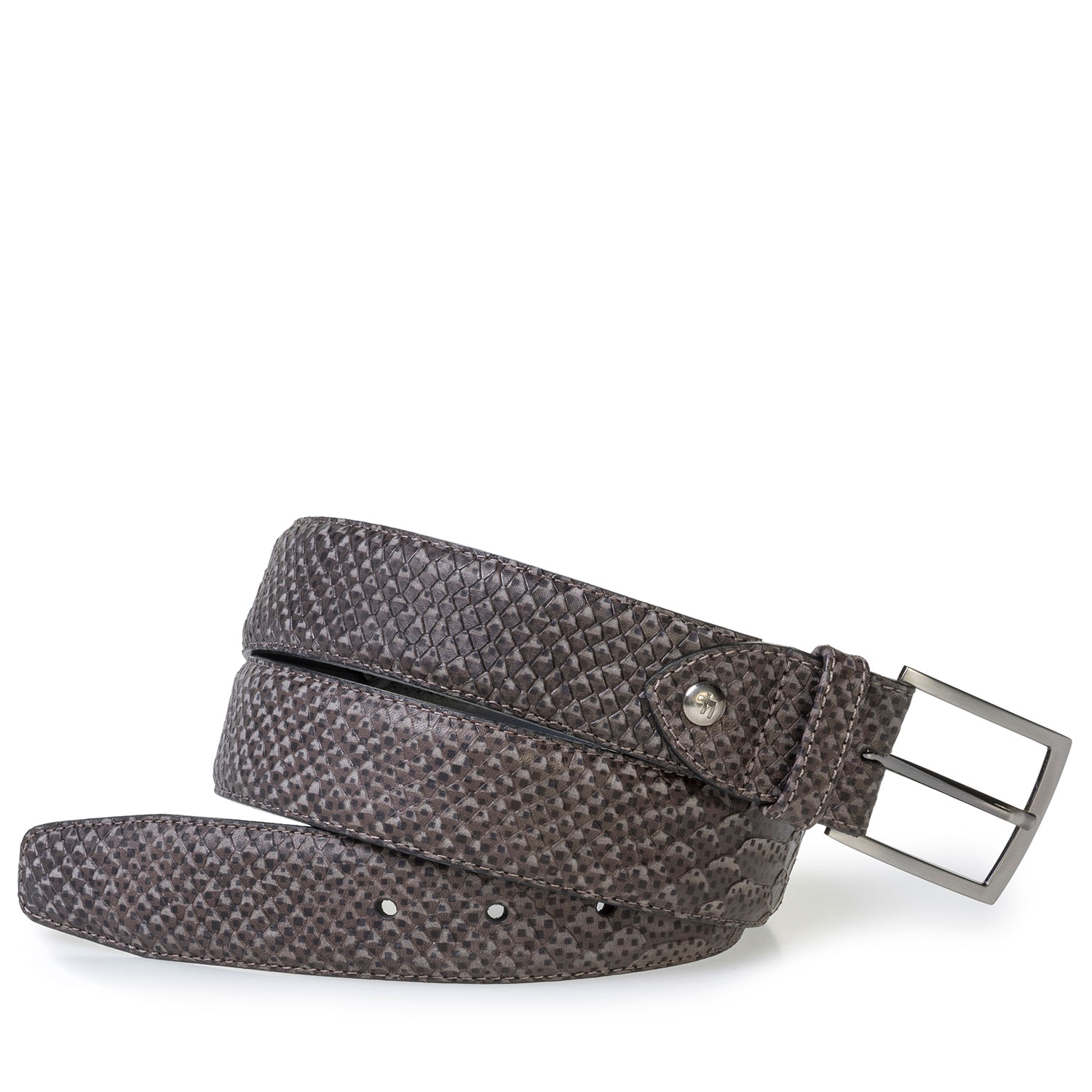 75200/67 - Dark grey leather belt with snake print 75200/67 - Dark grey leather belt with snake print