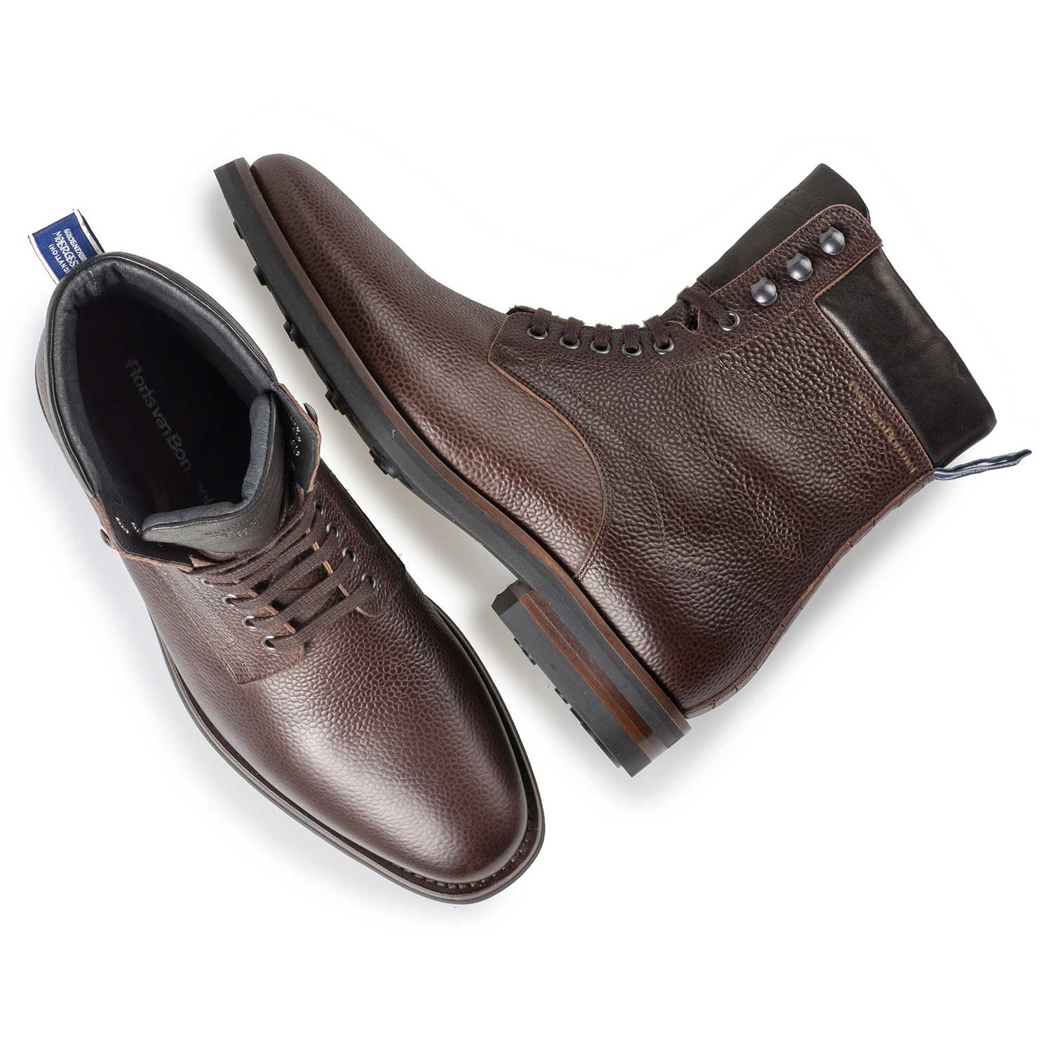 10658/00 - Donkerbruine kalfsleren veterboot 10658/00 - Donkerbruine kalfsleren veterboot