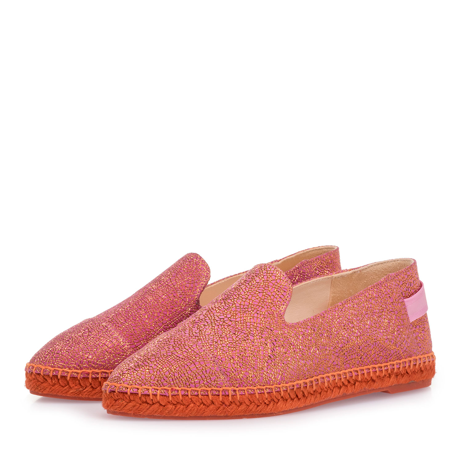 85420/00 - Roze leren espadrille met metallicprint 85420/00 - Roze leren espadrille met metallicprint