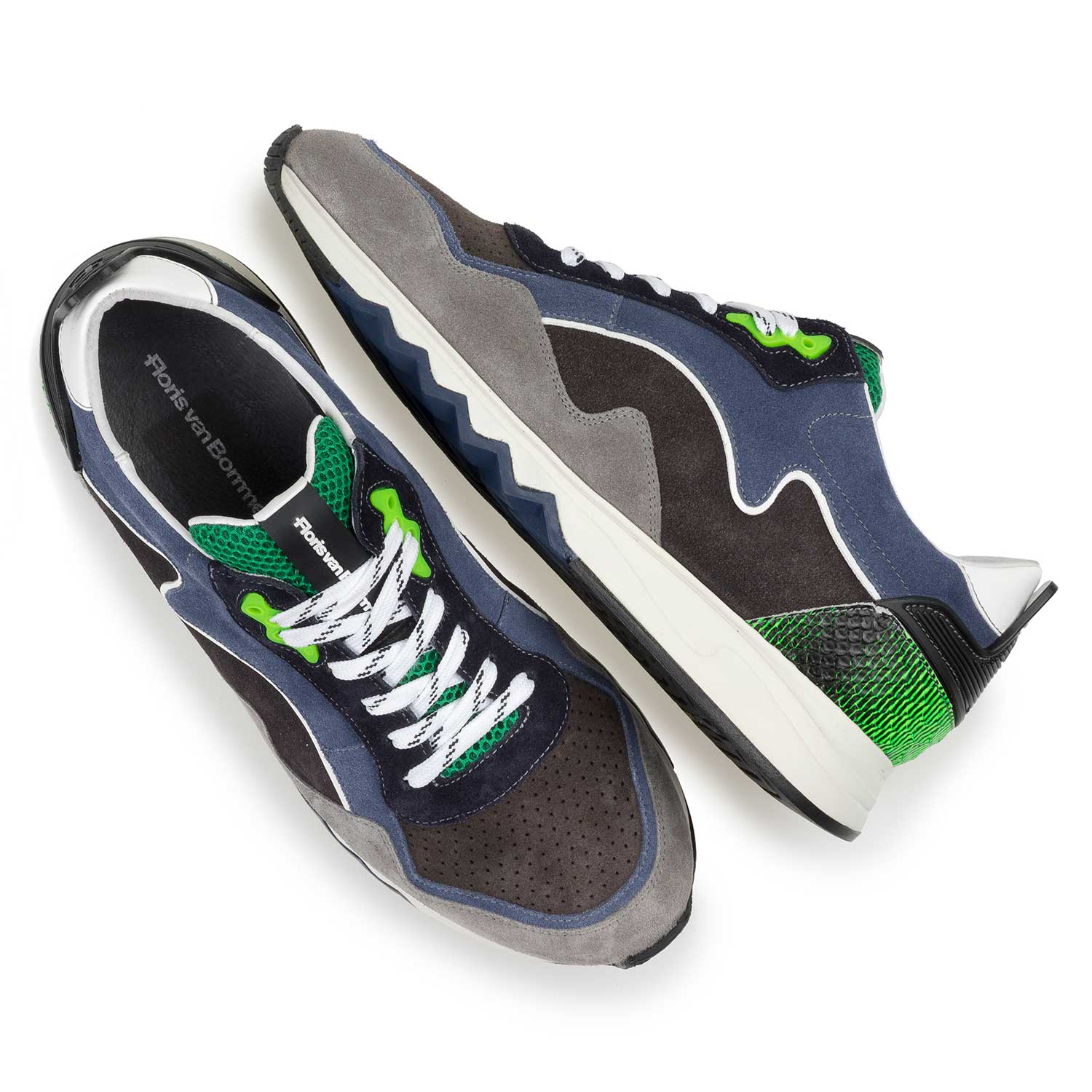 16092/03 - Suède sneaker blauw/groen 16092/03 - Suède sneaker blauw/groen