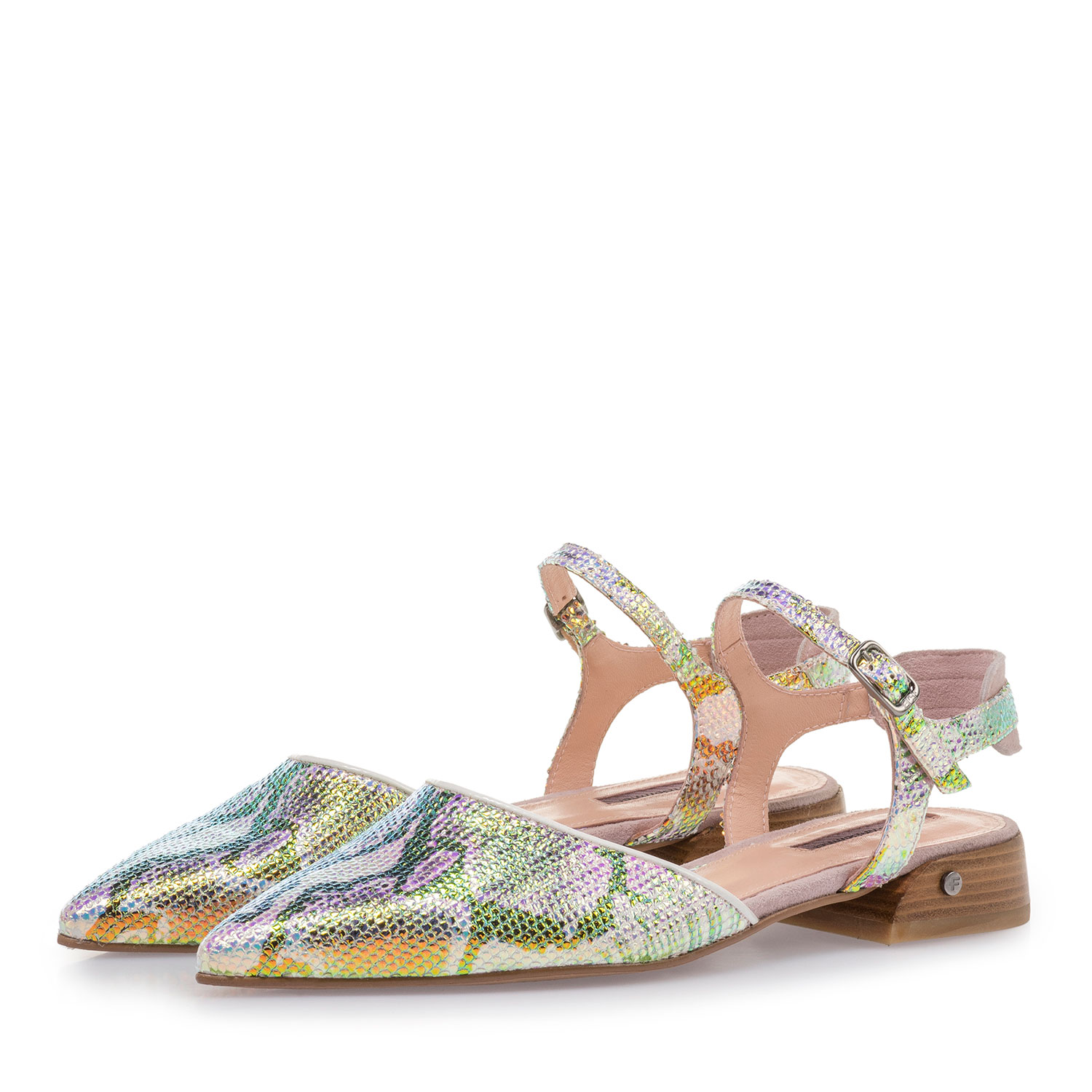 85960/01 - Leather sandals with green/gold metallic print 85960/01 - Leather sandals with green/gold metallic print