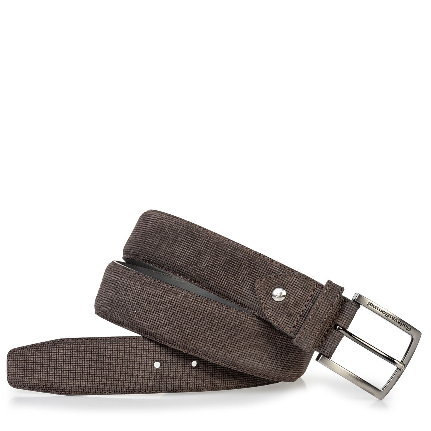 75204/00 - Suède riem bruin met print 75204/00 - Suède riem bruin met print