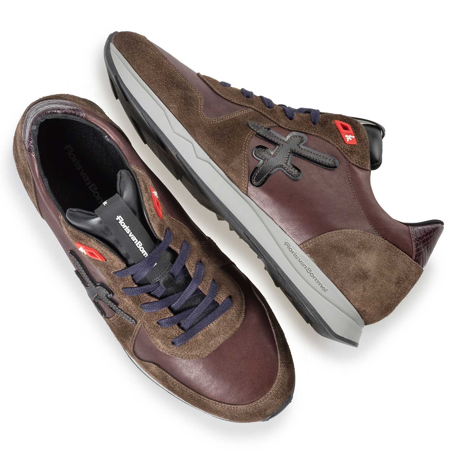 16226/06 - Brown leather sneaker with bordered F-Logo 16226/06 - Brown leather sneaker with bordered F-Logo