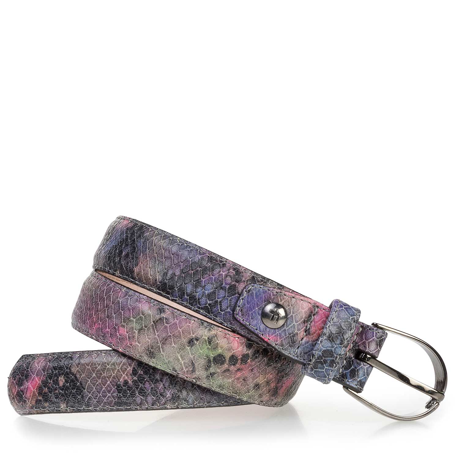 75813/32 - Paarse leren riem met snakeprint 75813/32 - Paarse leren riem met snakeprint