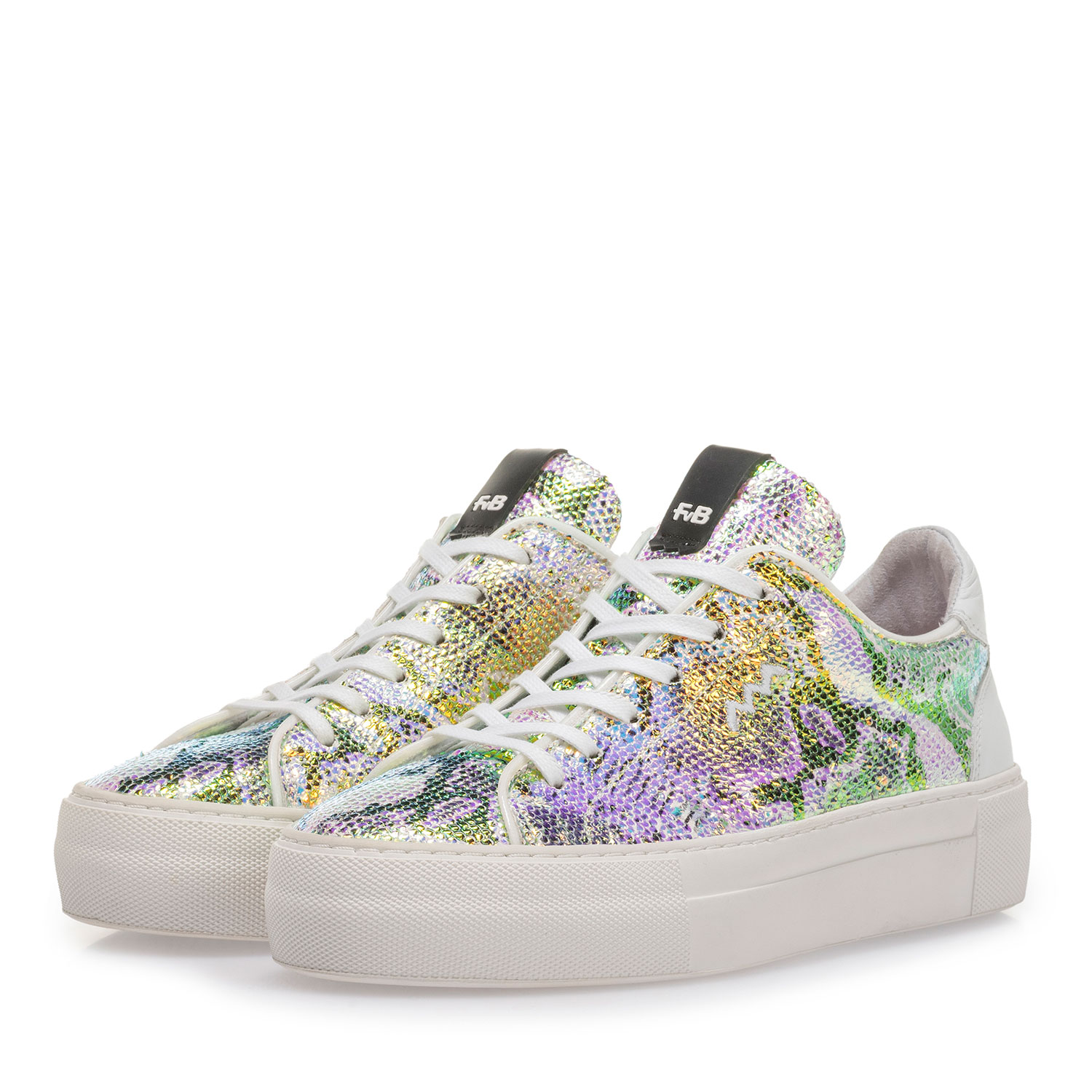 85297/03 - Sneaker with green/gold metallic print 85297/03 - Sneaker with green/gold metallic print