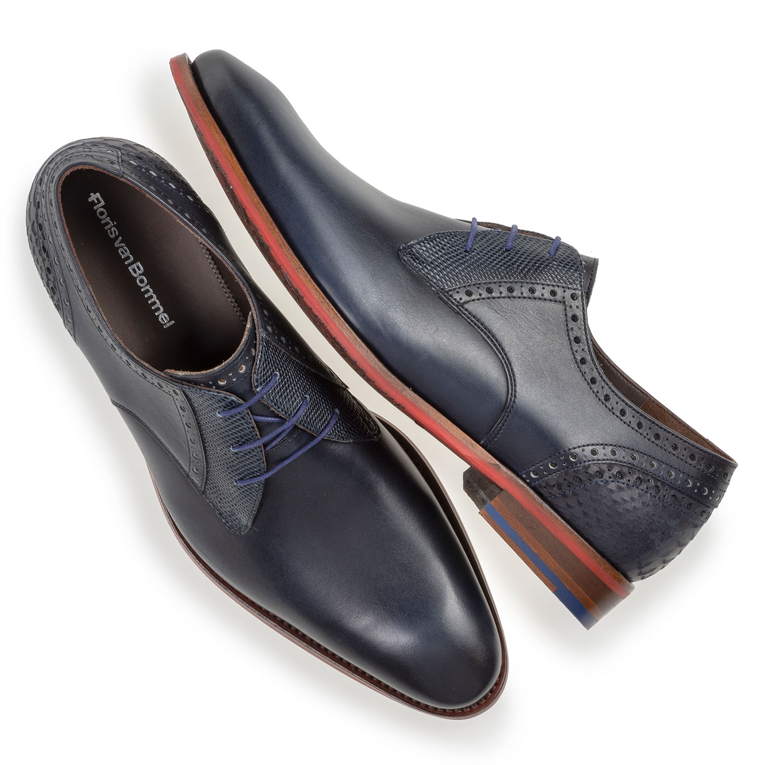 18107/40 - Veterschoen kalfsleer blauw 18107/40 - Veterschoen kalfsleer blauw
