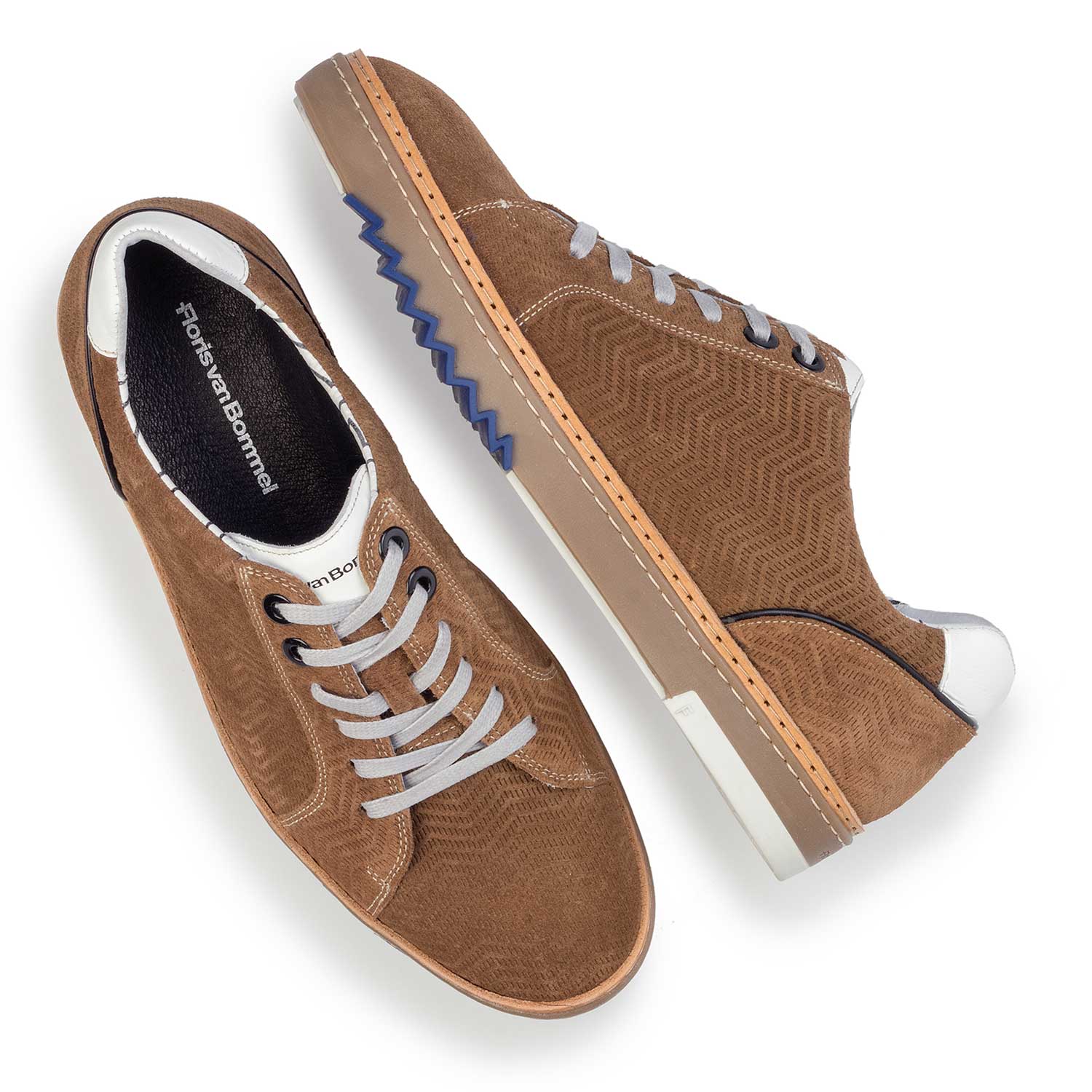 14057/06 - Cognackleurige sneaker met dessin 14057/06 - Cognackleurige sneaker met dessin