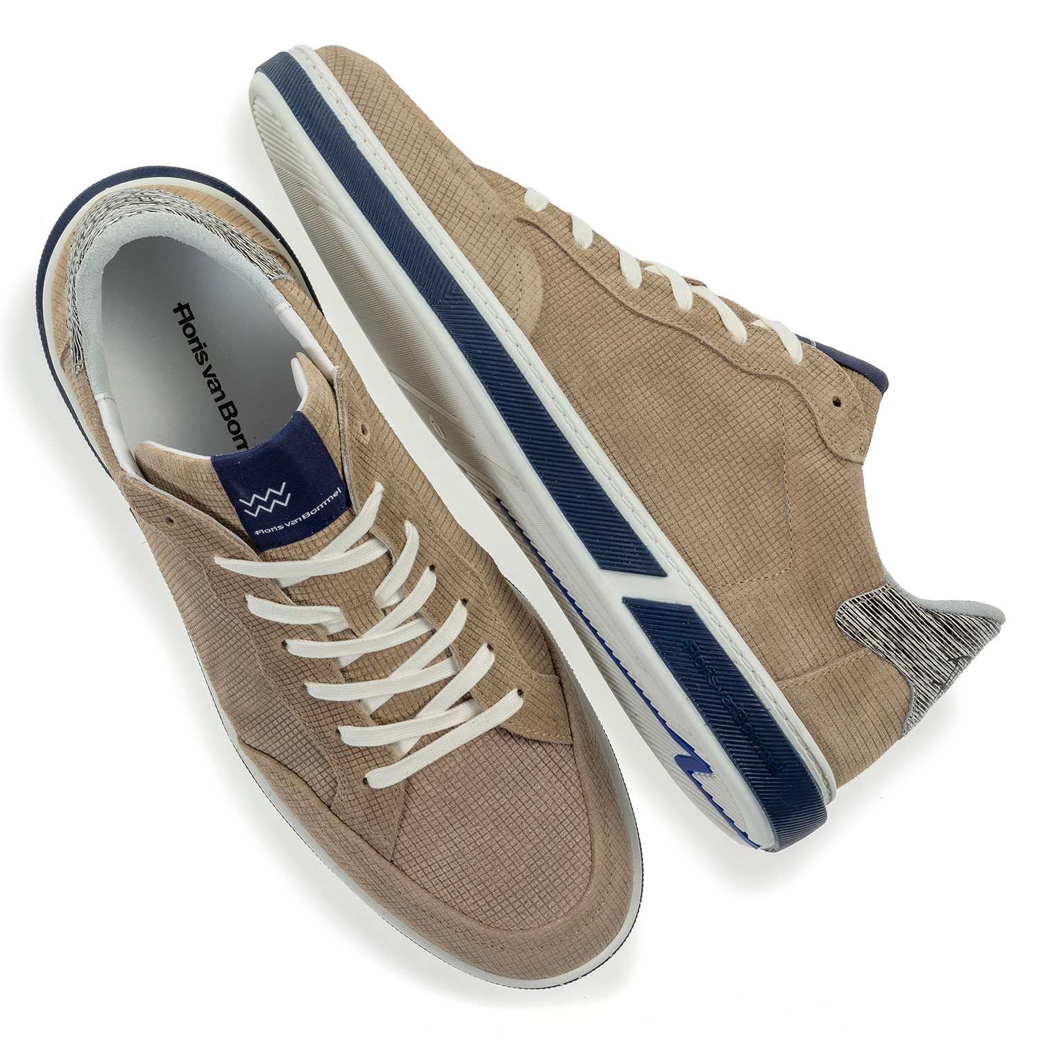 13350/12 - Beige suede leather lace shoe with print 13350/12 - Beige suede leather lace shoe with print