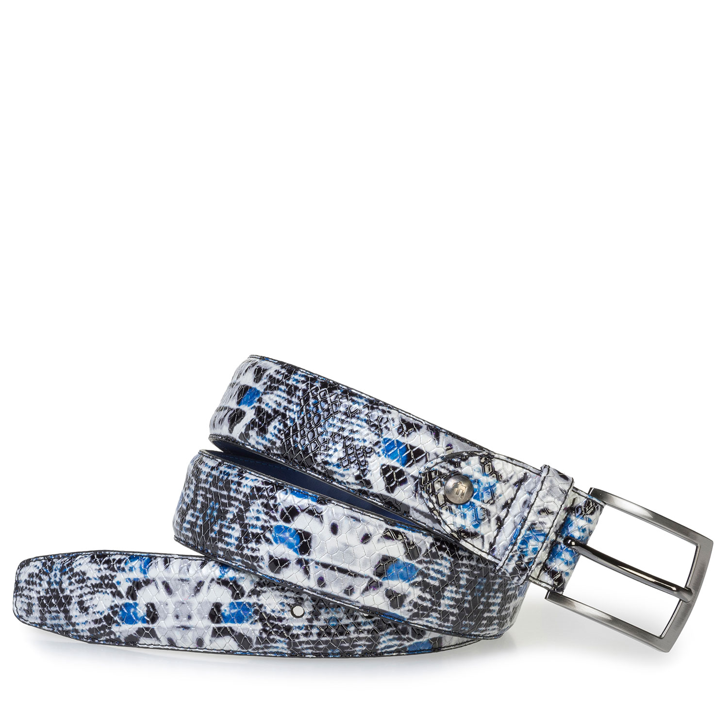 75201/59 - Blue patent leather belt with snake print 75201/59 - Blue patent leather belt with snake print