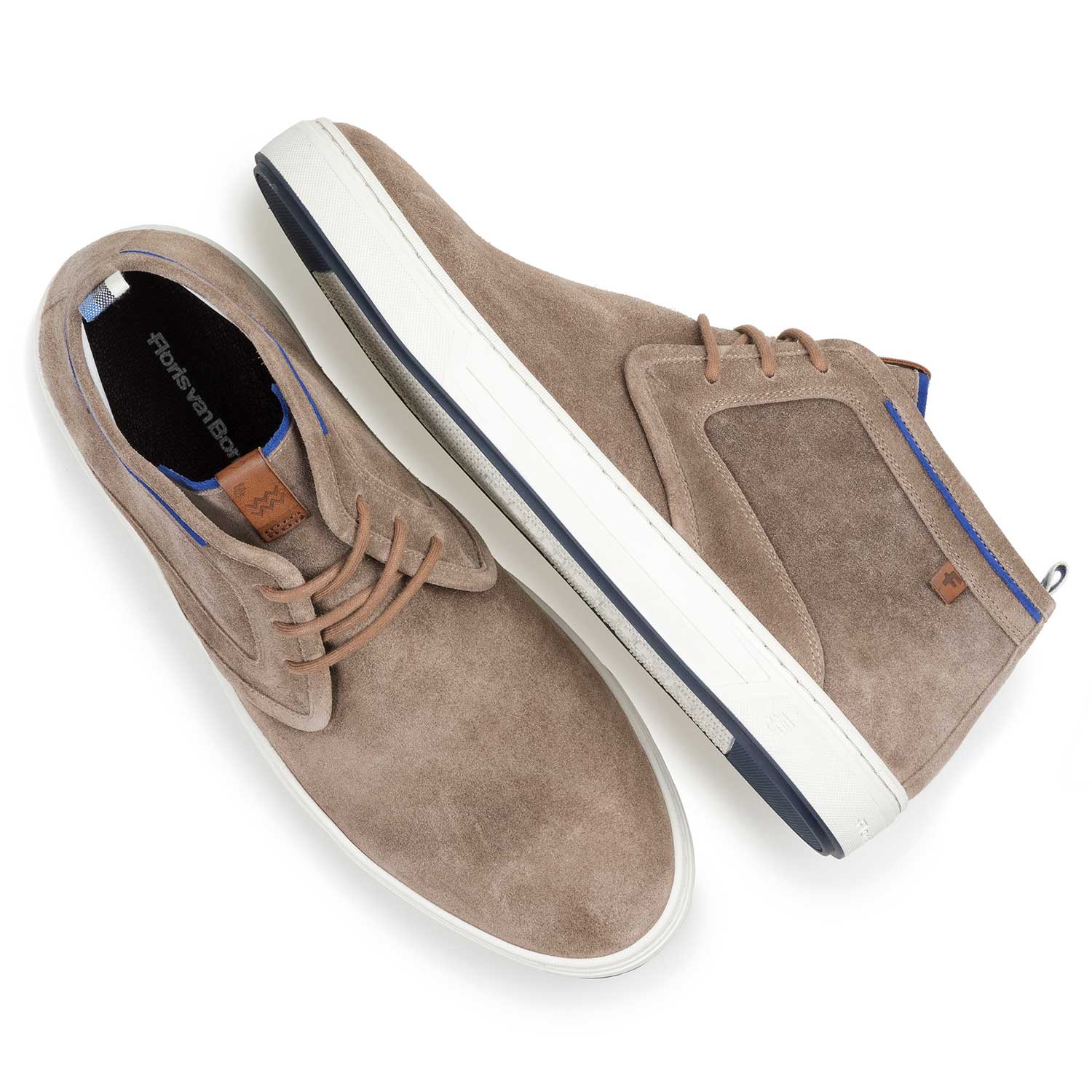 10466/01 - Gewassen suède veterschoen taupe 10466/01 - Gewassen suède veterschoen taupe